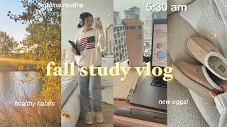 *fall* study vlog  waking up at 5AM, morning routine, final exam prep, healthy habits aesthetic