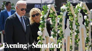 Joe and Jill Biden visit Uvalde elementary school victims memorial