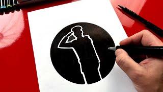 How To Draw A Saluting Soldier Silhouette - Advanced