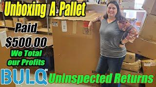 Unboxing a Bulq.com Pallet of Uninspected Returns - Paid $500.00 - We total our profits at the end!