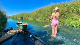 2 HOURS of Fishing Wild ROADSIDE DITCHES! -- BIG FISH, SNAKE WRANGLING and MORE! (Kicked Out)