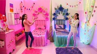 2 Sisters ️ BedRoom Makeover - On Her Choice[Pink & Green] (Most Beautiful) #Love #Fun