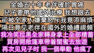 金婚五十年時 老伴確診胃癌兒子要帶他國外治療 我想跟去卻被全家人嫌棄怒斥我竟添麻煩隔日竟看到他跟初戀在國外的婚禮視頻 #心書時光 #為人處事 #生活經驗 #情感故事 #唯美频道 #爽文