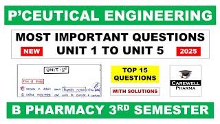 Pharmaceutical engineering 3rd semester important questions || Carewell pharma