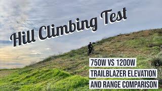 E-bike Off-road Range Baseline Test with the Trailblazer. Elevation/Range Comparison 750w vs 1200W