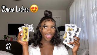 25mm Mink Lashes Try-On! | Very Cheap! #crazyeyelash #lashes