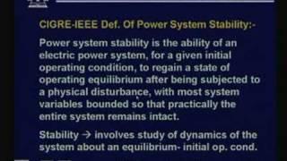 Lecture - 33 Power System Stability - I