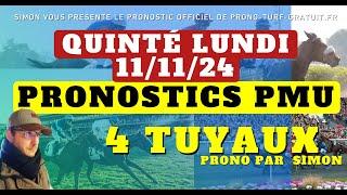 Pronostic Quinté du Lundi 11/11/2024 : Pronostics PMU, 4 Tuyaux, Bases Solides et Tocard du jour