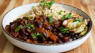 Red Beans Curry with Basmati Pilaf and Charred Cabbage