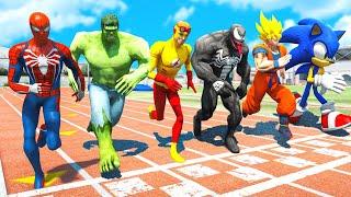 MARVEL VS DC COMIC | ALL SUPERHEROES Running Challenge Electric Traps #410 (Funny Contest)