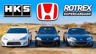 Honda S2000 vs GT86 y MX-5 supercargados: ARRANCONES