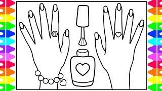 How to Draw NAIL POLISH for Kids  Nail Polish Drawing | Nail Polish Coloring Pages for Kids