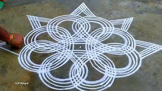 Aippasi madham Rangoli / easy flowers kolam / Friday muggulu