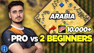 Pro Player vs 2 Beginners Starting with 10000 Food EACH | AoE2