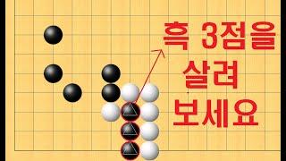 바둑 맥점 사활 - 실전에 엄청 많이 나옵니다. 백 3점을 살려보세요