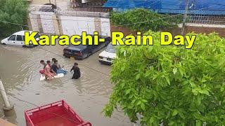 Karachi Rainy Day | Heavy Rain Floating Boat Flood in Karachi Federal B Area Pakistan | Adeel Jamil