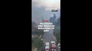 Drone footage shows LA wildfires reducing buildings to ash