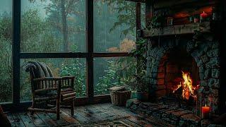 Sitting By The Window Overlooking The Rain Forest - Fireplace And Rain Sound Help Relax, Deep Sleep