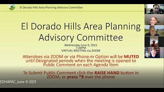 El Dorado Hills Area Planning Advisory Committee June 9 2021