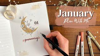 PLAN WITH ME!January Bullet Journal Set Up | Floral Moon Theme