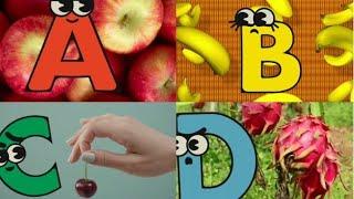 ABC fruits names song/a for apple/abc phonics song for kids/kids learning video/toddlers video