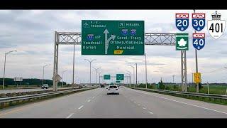 Cornwall to Montreal - Highway 401, Autoroute 20, 30, 40 - Ontario to Quebec - 2024/12