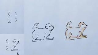 How to draw a dog easy step by step | Easy trick dog drawing