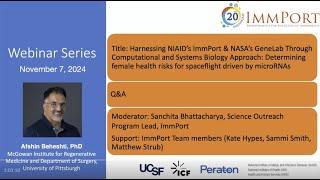 ImmPort Webinar: Harnessing ImmPort & NASA GeneLab Through Computational and Systems Biology