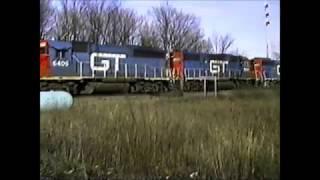 Last GTW train I filmed at Schoolcraft, Mi  March 1995