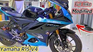 Yamaha R15 V4 Modified New 2024 । Yamaha R15 V4 Black Sticker Modification । Bangla Review AJ Shohan