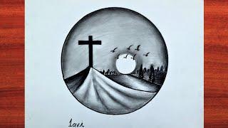 Lavi Arts / Easy circle scenery drawing / Good fiday drawing / Easter drawing