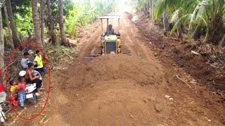 Techniques Skills Building New Rural Roads By D20P Dozer Pushing Soil & 5T Dump Truck Unloading Soil