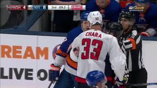 Zdeno Chara VS Matt Martin Fight + End game Trash talk between Both NYI And WSH Bench