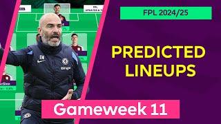 Gameweek 11 : Team by Team Predicted Lineups | Fantasy Premier League 2024/25 | FPL