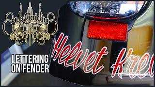 Lettering on HD fender - Helvet Krew