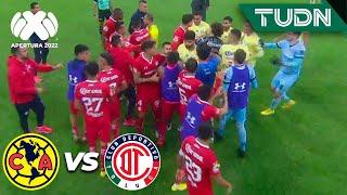 ¡Se arma la bronca! América y Toluca se empujan tras silbatazo final I TUDN