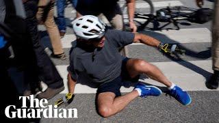 Joe Biden falls off bike while cycling in Delaware