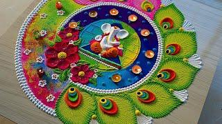 #1920 Ganesh chaturthi rangoli designs || Ganpati || satisfying video || sand art