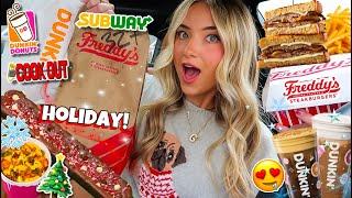 Eating HOLIDAY FAST FOOD Menu Items For 24 HOURS!! (part 2...)