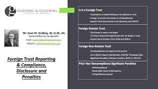 Foreign Trust Compliance - Taxation, Reporting, Forms 3520, FBAR & FATCA (Golding & Golding Tax Law)
