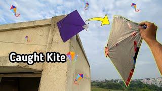 Caught Kite At Roof || छत पर पतंग पकड़ी | 4 Kites Looted || Kite Vlog