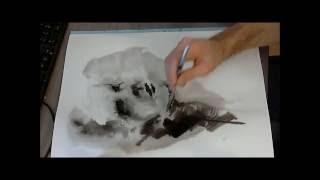 Ghost 4- Abstract portrait with india ink- full painting (encre de chine)