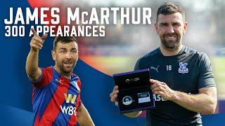 James McArthur accepts his award for 300 appearances in the Premier League