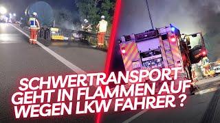 LKW drängt Schwertransport ab und der geht in Flammen auf. Was ist passiert ?