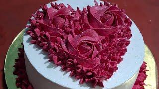 How to make cake without egg ।। Easy cake for anniversary ।। M1 nozzels se design kese banaye ।।