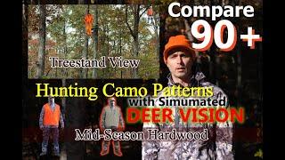 See your treestand camo with deer vision.  best camo for mid season hardwood treestands? 90 patterns