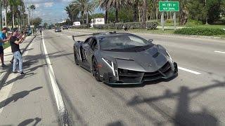 Lamborghini Veneno Driving + REVVING  BullFest 2017 at Lambo Home Lamborghini Miami