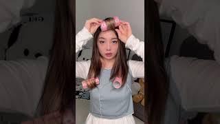 how to do korean style C curls with hair rollers #shorts