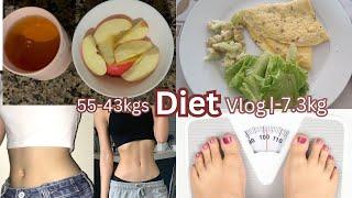 55-43kgs Diet vlog|-7.3kgs, Calorie deficit and Egg Diet