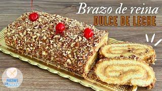 BRAZO DE REINA O ROLLO GITANO DE DULCE DE LECHE | RELLENO DE CREMA PASTELERA | POSTRES CON IXCHEL